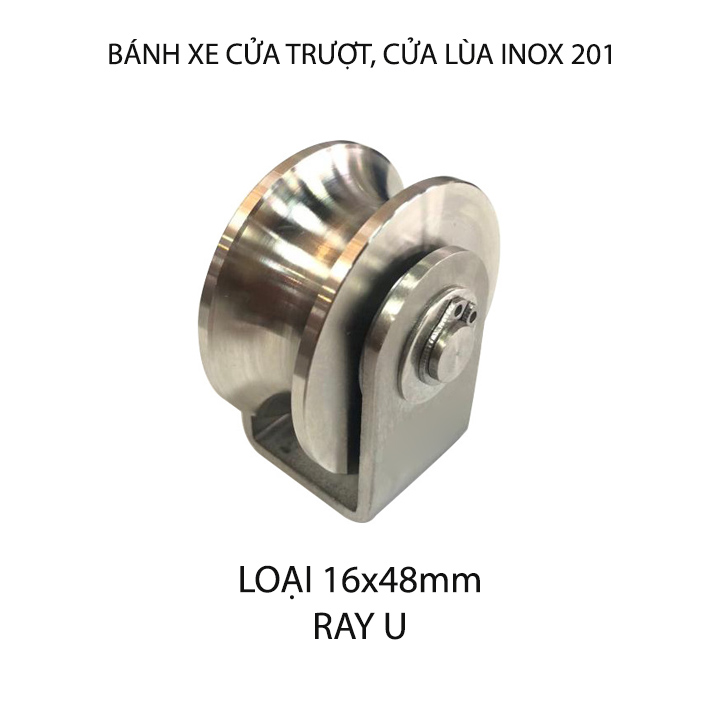 Bộ bánh xe cho cửa cổng trượt, cửa lùa bằng inox 201, loại 16x48mm, Hình U, V, H tùy chọn - Puly hình chữ U