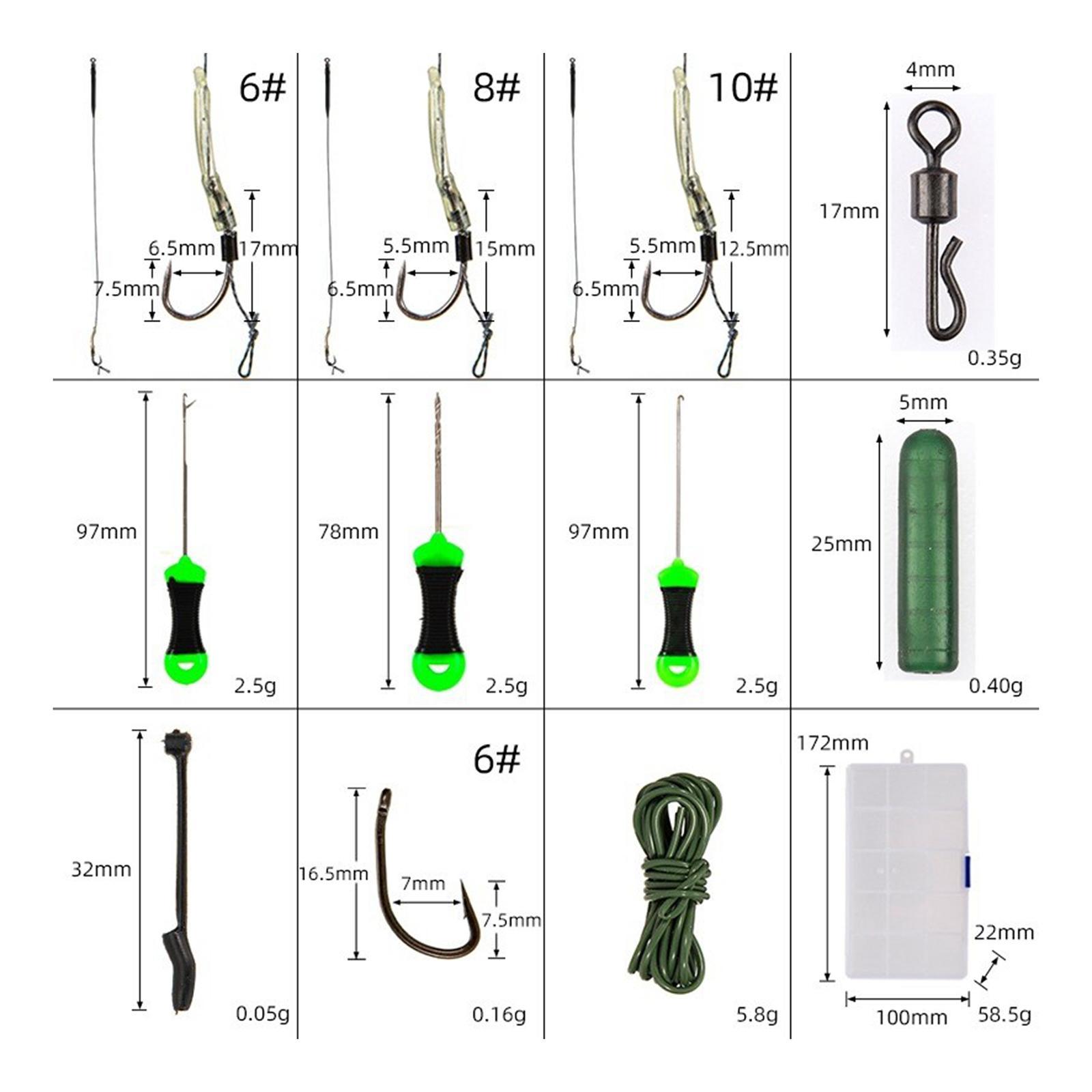 Carp Fishing Accessories Fishing Connectors Rig Tube Hooks Sleeves Carp Fishing Kit with Storage Box