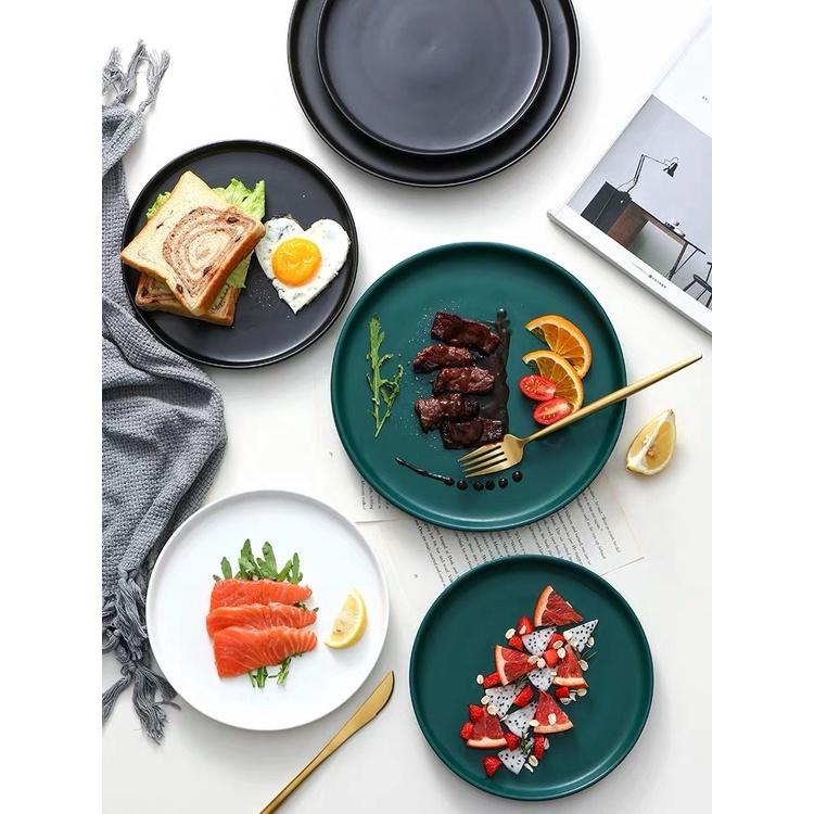 Đĩa tròn phẳng màu pastel phong cách Bắc Âu - Sứ cao cấp, hàng xuất Âu