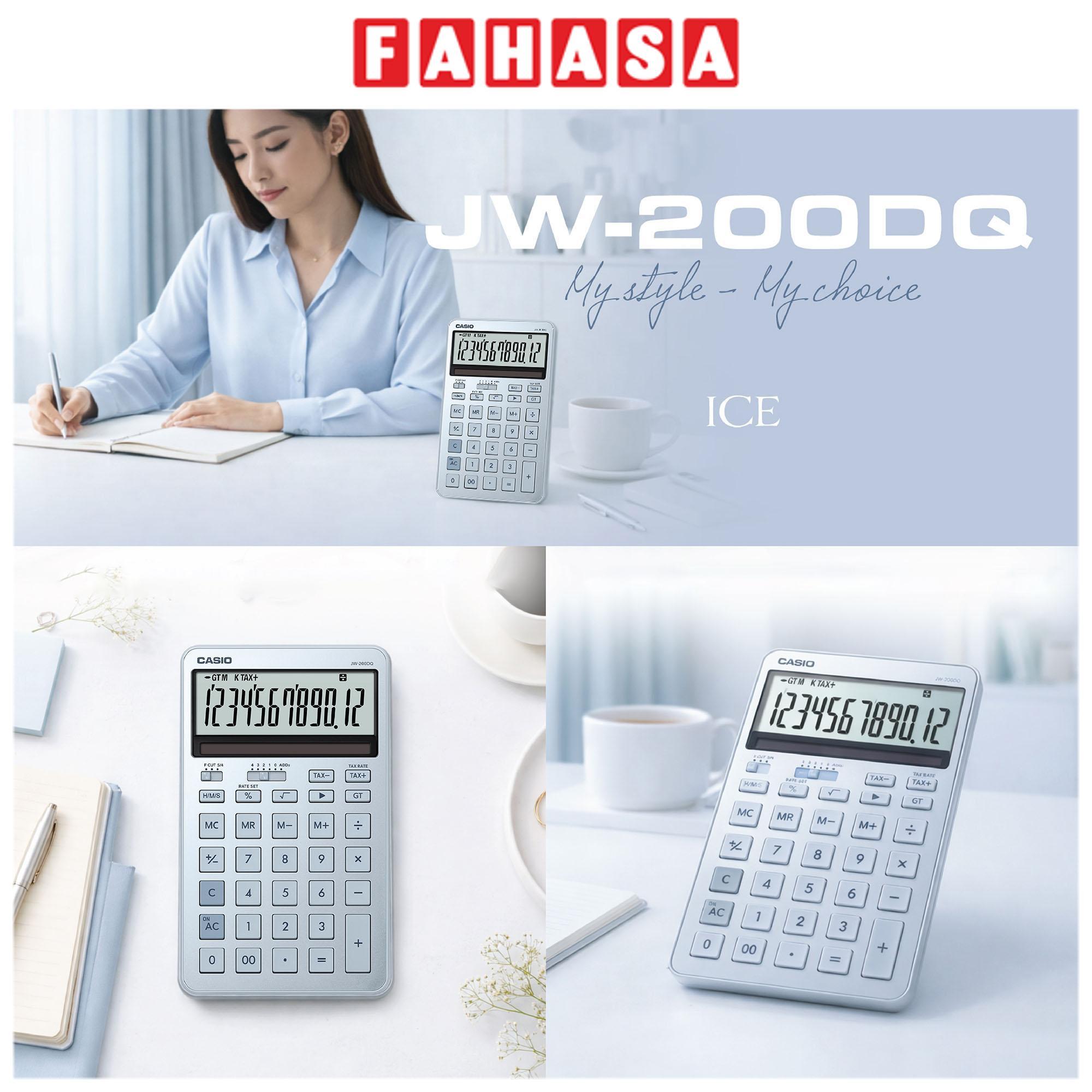 Máy Tính Văn Phòng Casio JW-200DQ-BU-W-DP - Màu Xanh Dương Nhạt