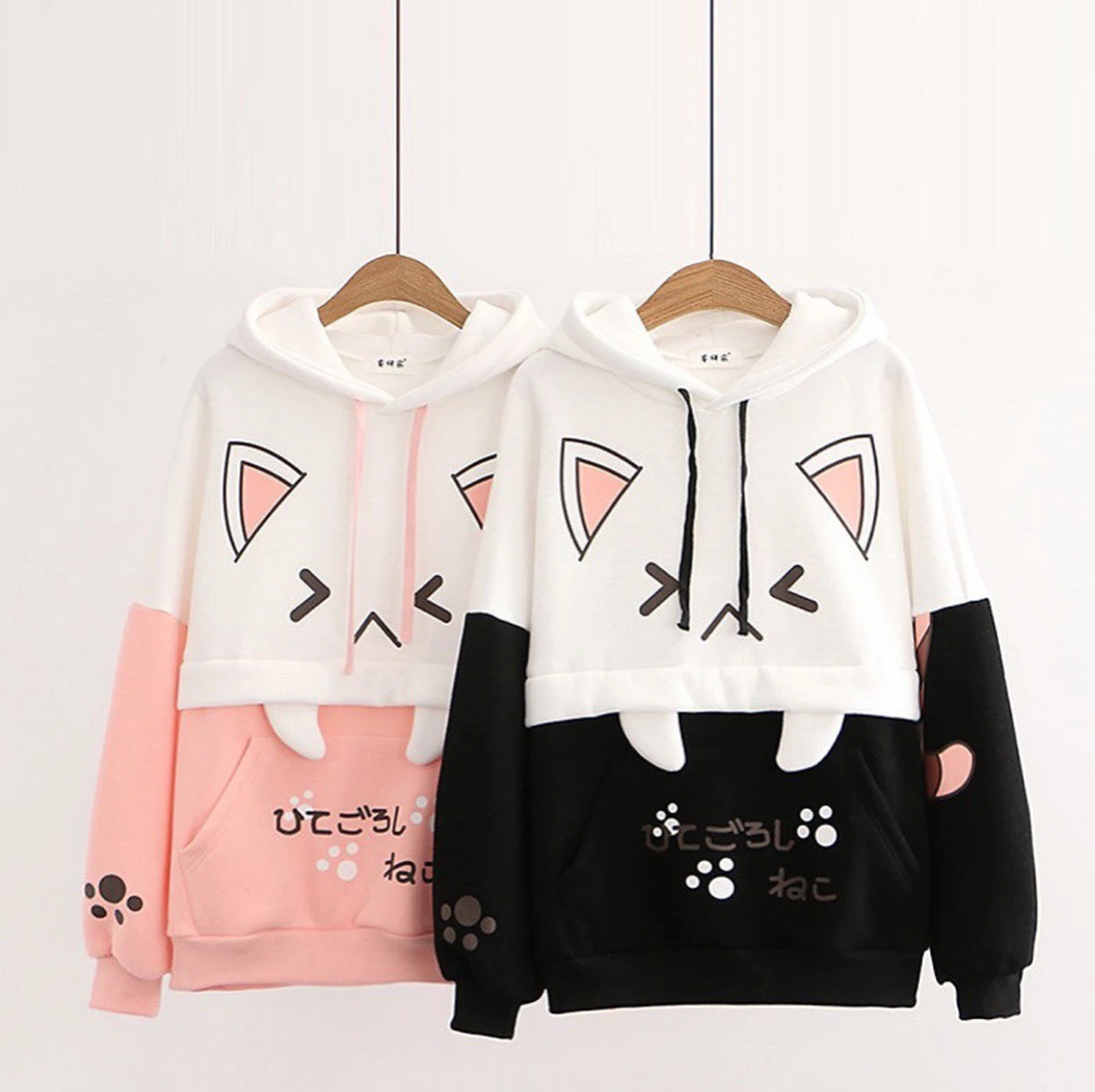 ÁO HOODIE NỮ PHỐI HỌA TIẾT MÈO SIÊU CUTE