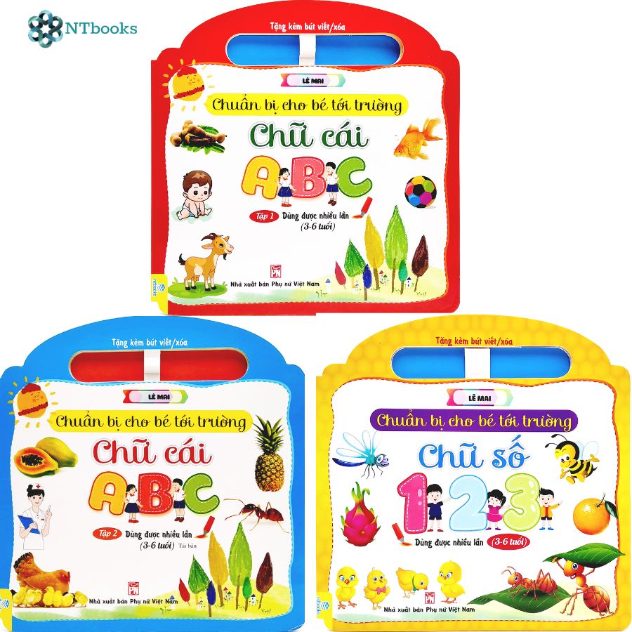 Combo 3 cuốn Chuẩn Bị Cho Bé Tới Trường - Chữ Cái + Chữ Số(3-6 Tuổi)