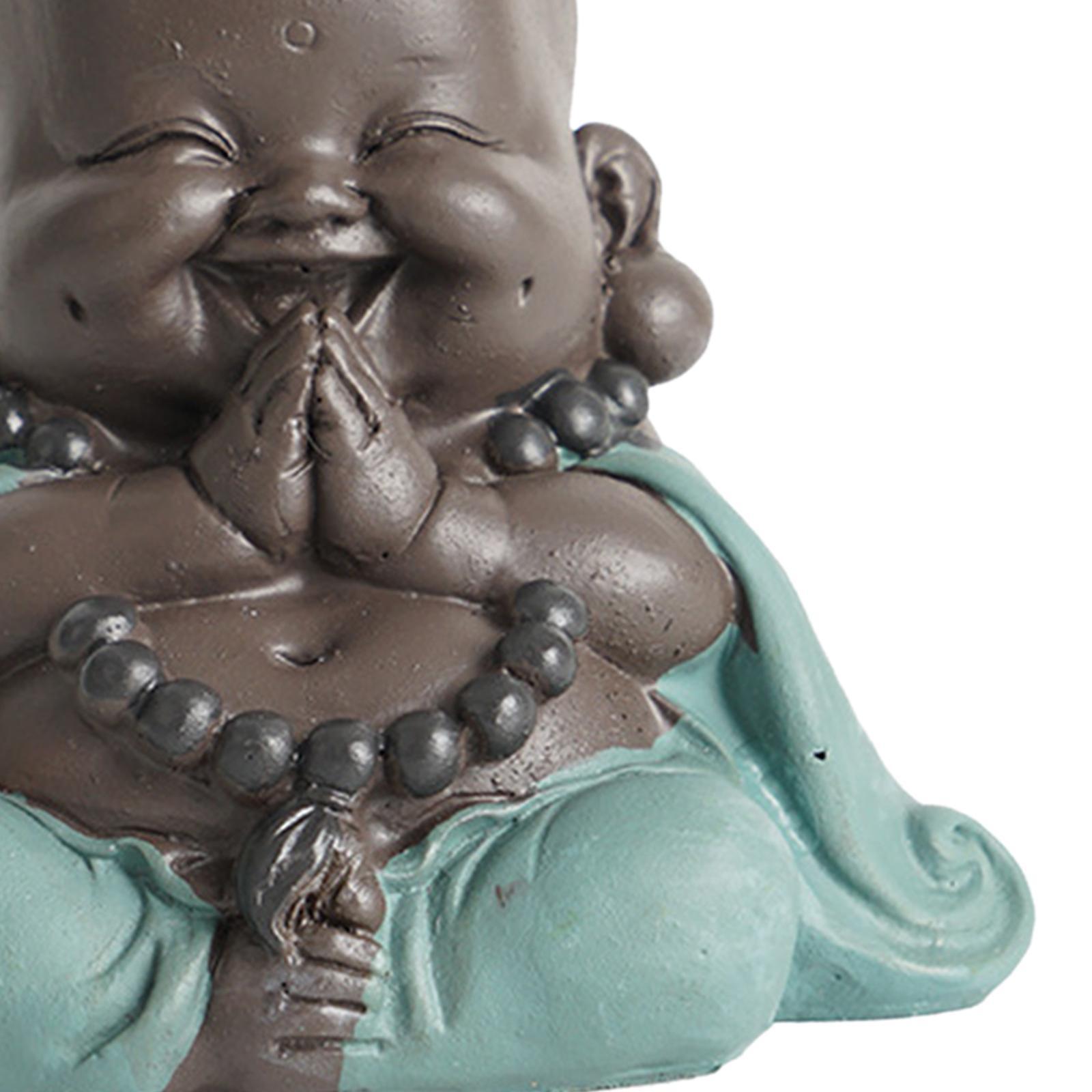 Cute Smiling Buddha Statue Handcrafts pet for Car Dashboard Shelf Decor