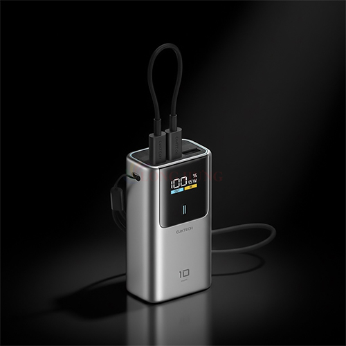Sạc dự phòng Cuktech Power Bank 10 Mini Built-in USB-C Cable 1USB 2Type-C 55W 10000mAh PB1055 - Hàng chính hãng