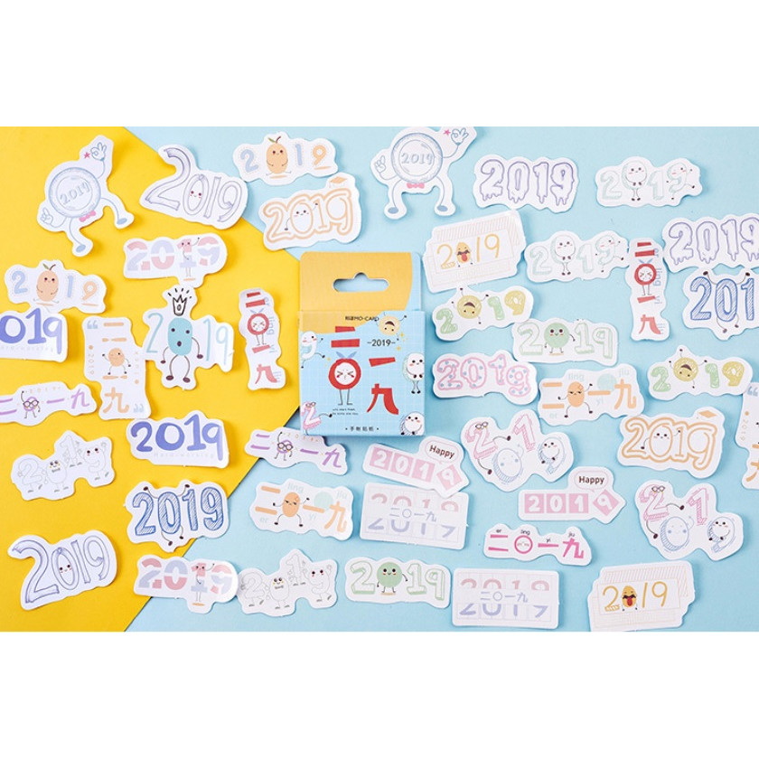 Hộp 46 Miếng Dán Sticker Trang Trí 2019