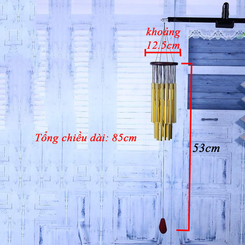 Chuông gió phong thủy may mắn lớn 80 cm và 27 thanh âm vang trong trẻo mang tài lộc vận khí cho gia chủ