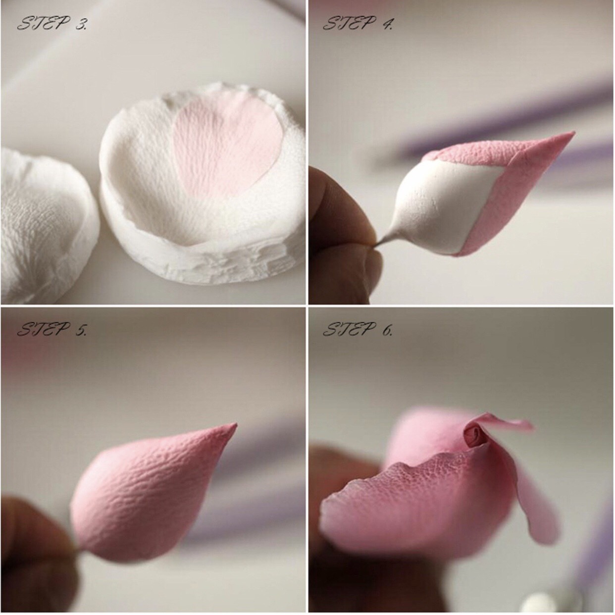 Khuôn silicon nhấn tạo hình cánh hoa hồng cho bánh, hoa đất sét Nhật Bản