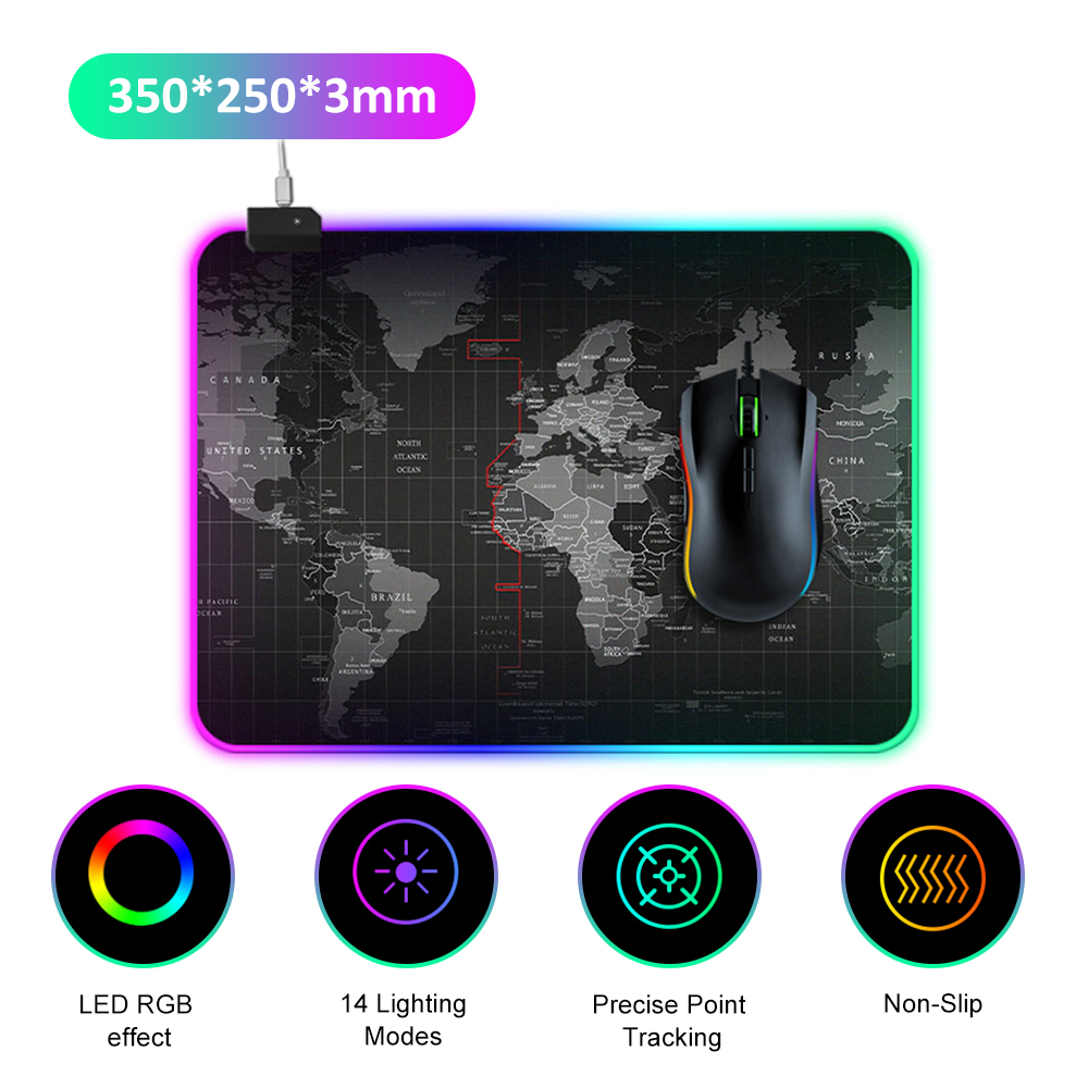 Bàn Di Chuột Mềm Cực Lớn Không Trượt Đèn LED RGb 14 Để Chơi Game Cho Máy Tính Xách Tay PC