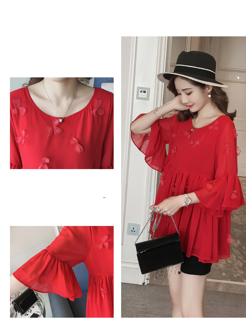 ÁO BẦU CHIFFON TAY LỬNG XÒE CHẤT VOAN CHIFON MỀM MÁT AB1241
