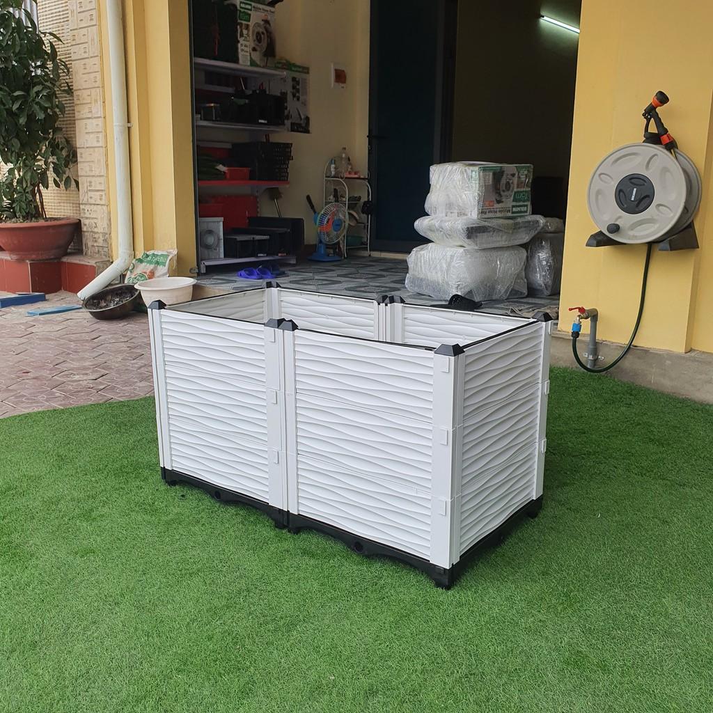 Chậu trồng rau lắp ghép. KT 100x50 cao 55 cm.Đáy thoát nước chống ngập úng.Sang trọng- Bền hơn 10 năm.