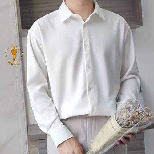 Áo Sơ Mi Nam Nữ TRAZ Form Rộng Suông Dài Tay Màu Trắng, Đen, Xanh, Đà, Xám Vải Lụa Unisex Basic Mịn Mát