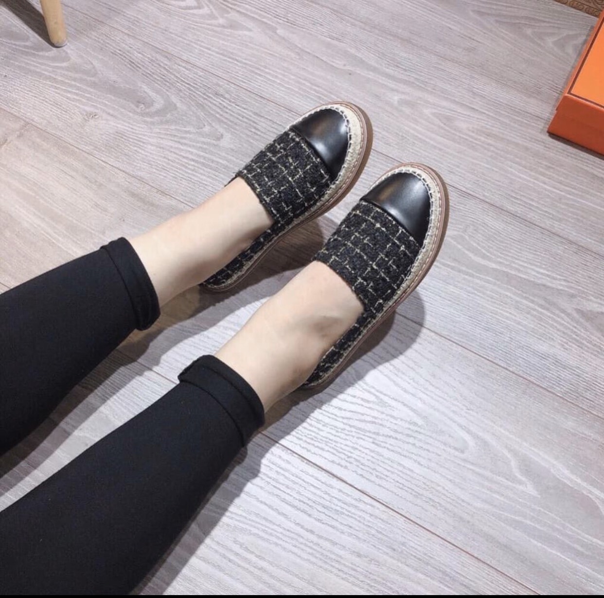 Giày lười slip on nữ bọc cói phối kim tuyến siêu xinh GL6