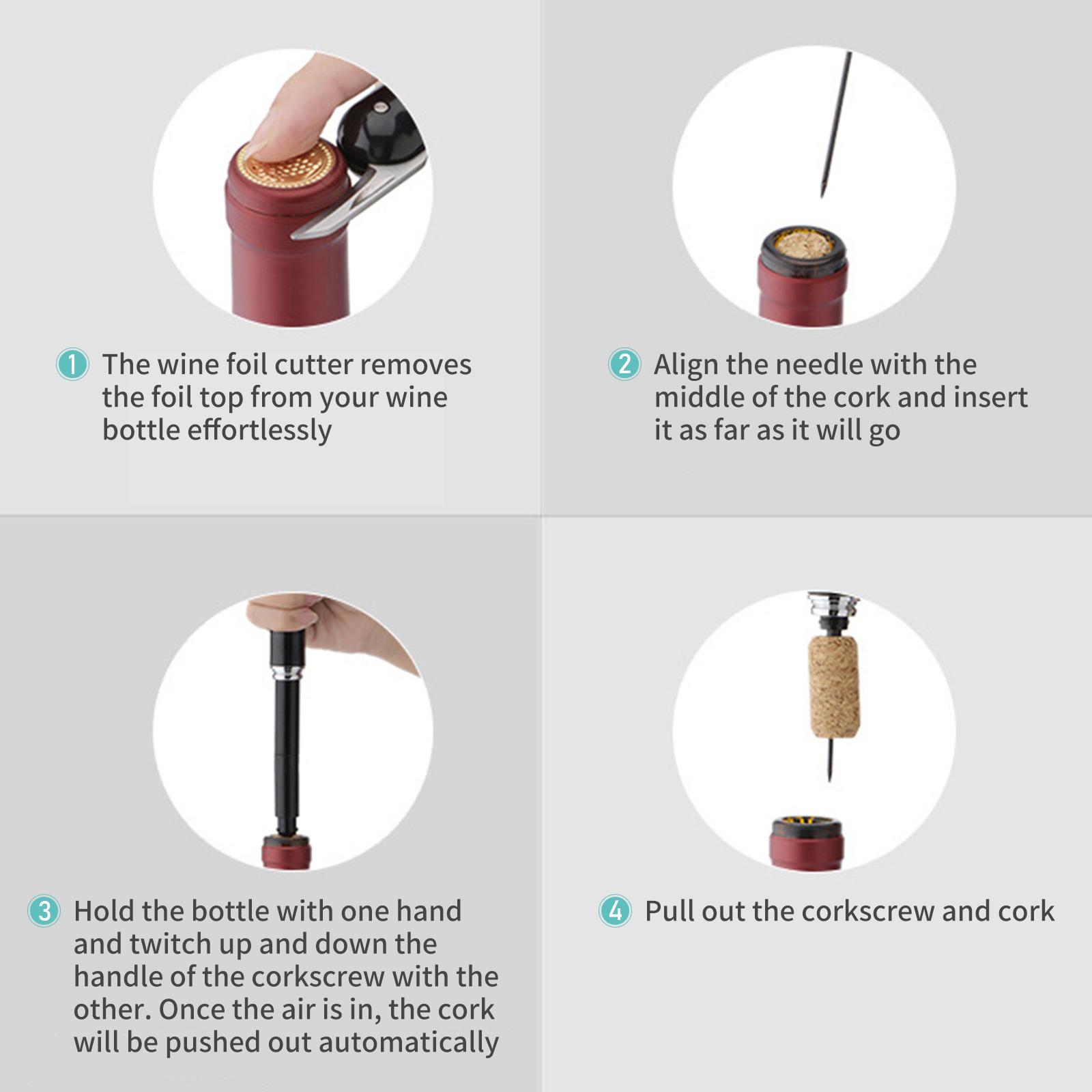 KH1-002101 Air-Pump Wine Opener with Foil Cutter Wine Bottle Opener Wine Corkscrew for Wine Lovers