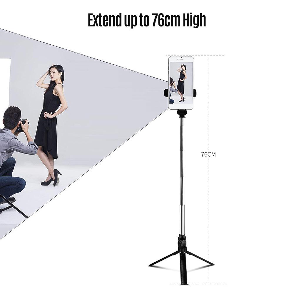 Gậy chụp ảnh tự sướng Chân máy có thể mở rộng với Điều khiển từ xa BT Xoay 360 độ cho điện thoại di động