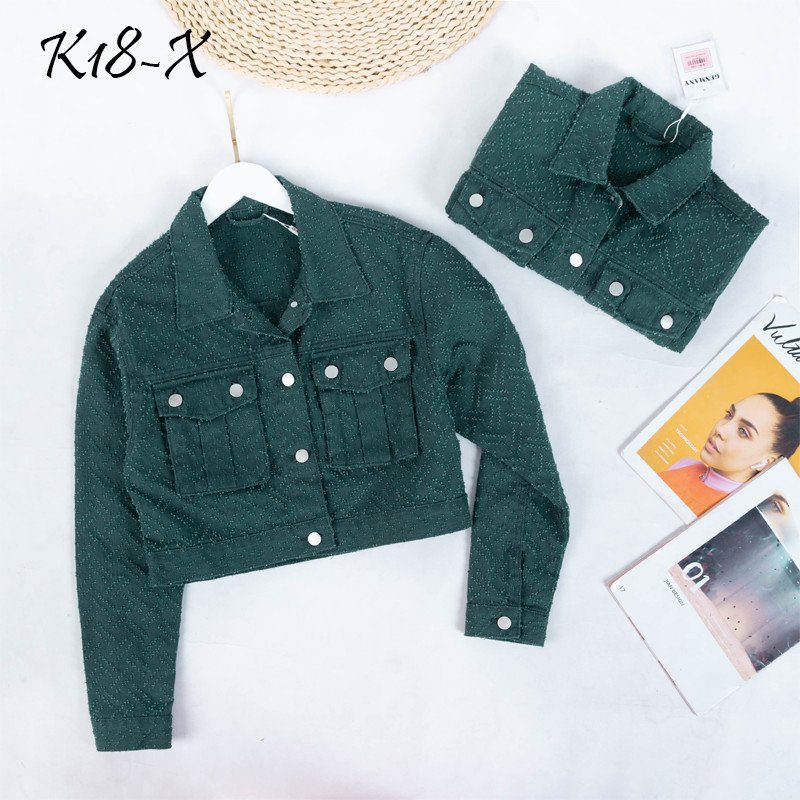 Áo khoác jeans nữ hàng hiệu rosata cao cấp màu xanh thời trang k18