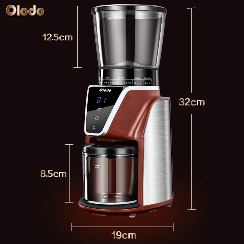 Máy xay hạt cà phê Espresso 31 chế độ Olodo cao cấp CG-001, công suất 165W - Hàng chính hãng