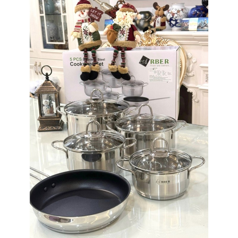 Bộ nồi inox 5 món Arber SALMON Hàng chính hãng