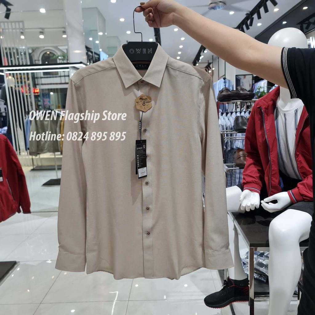 OWEN - Áo sơ mi nam dài tay dáng REGULAR sợi Cafe - Mã AR23367D