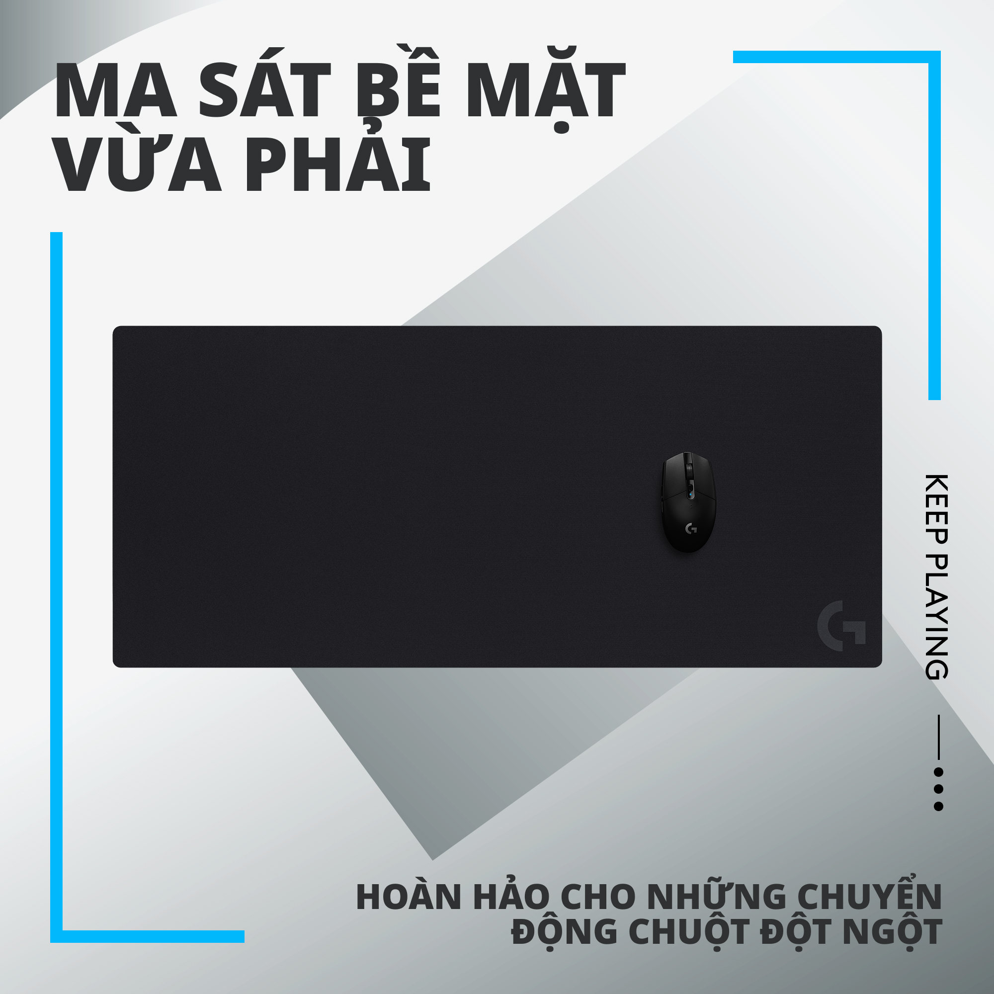Bàn di chuột game Logitech G840 tấm lót chuột chơi game bằng vải, tối ưu cho chơi game, ma sát, chống trượt kích thước 900 x 400 x 3 mm , cho Mac và PC - Hàng Chính Hãng