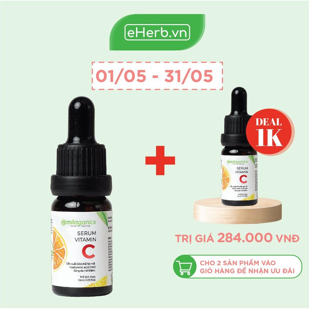 Serum Trắng Da Vitamin C Dưỡng Sáng, Mờ Thâm Bổ Sung HA & Collagen MILAGANICS 10ml