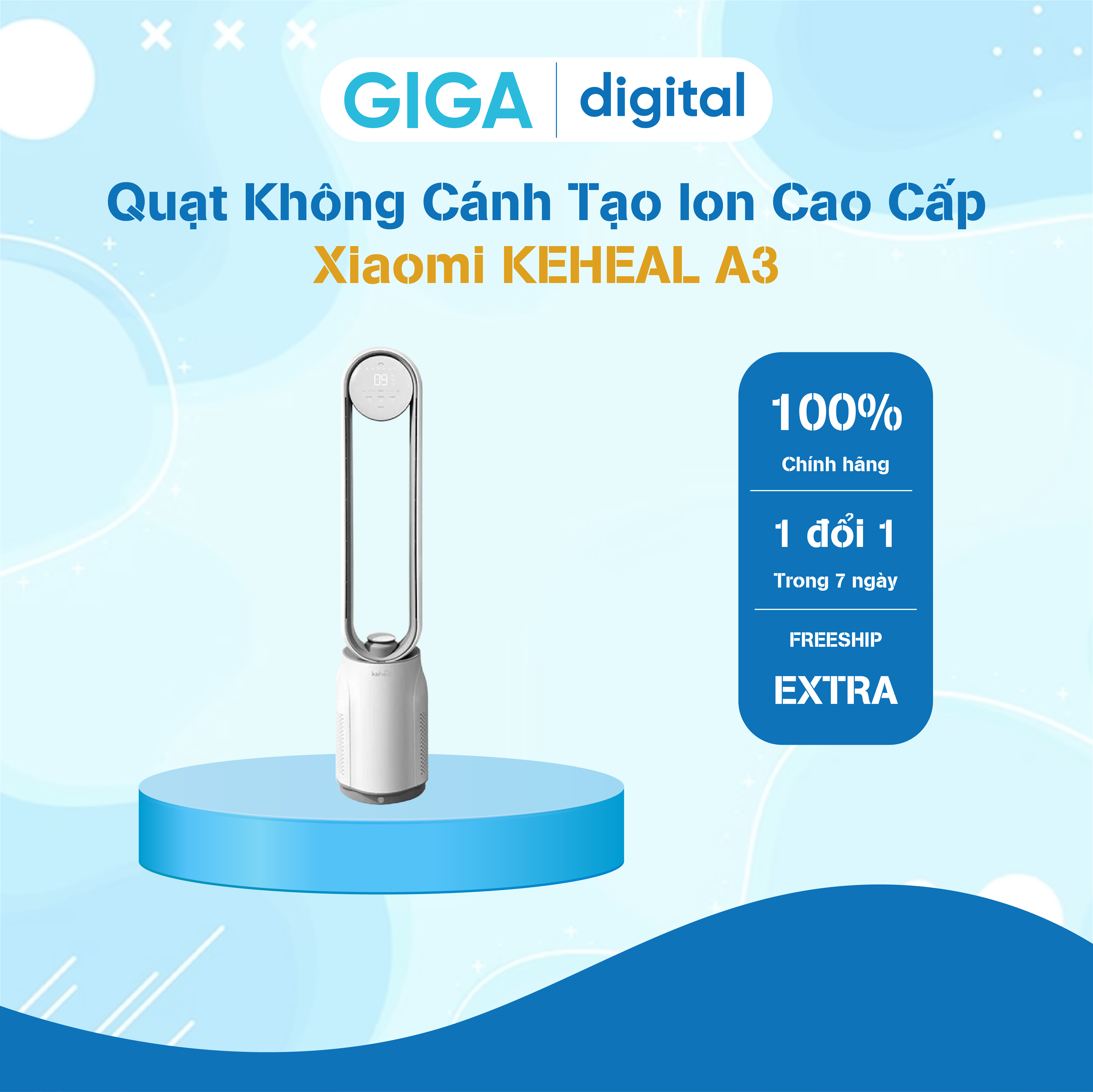 Quạt Không Cánh Tạo Ion Cao Cấp Xiaomi KEHEAL A3 - Hàng chính hãng