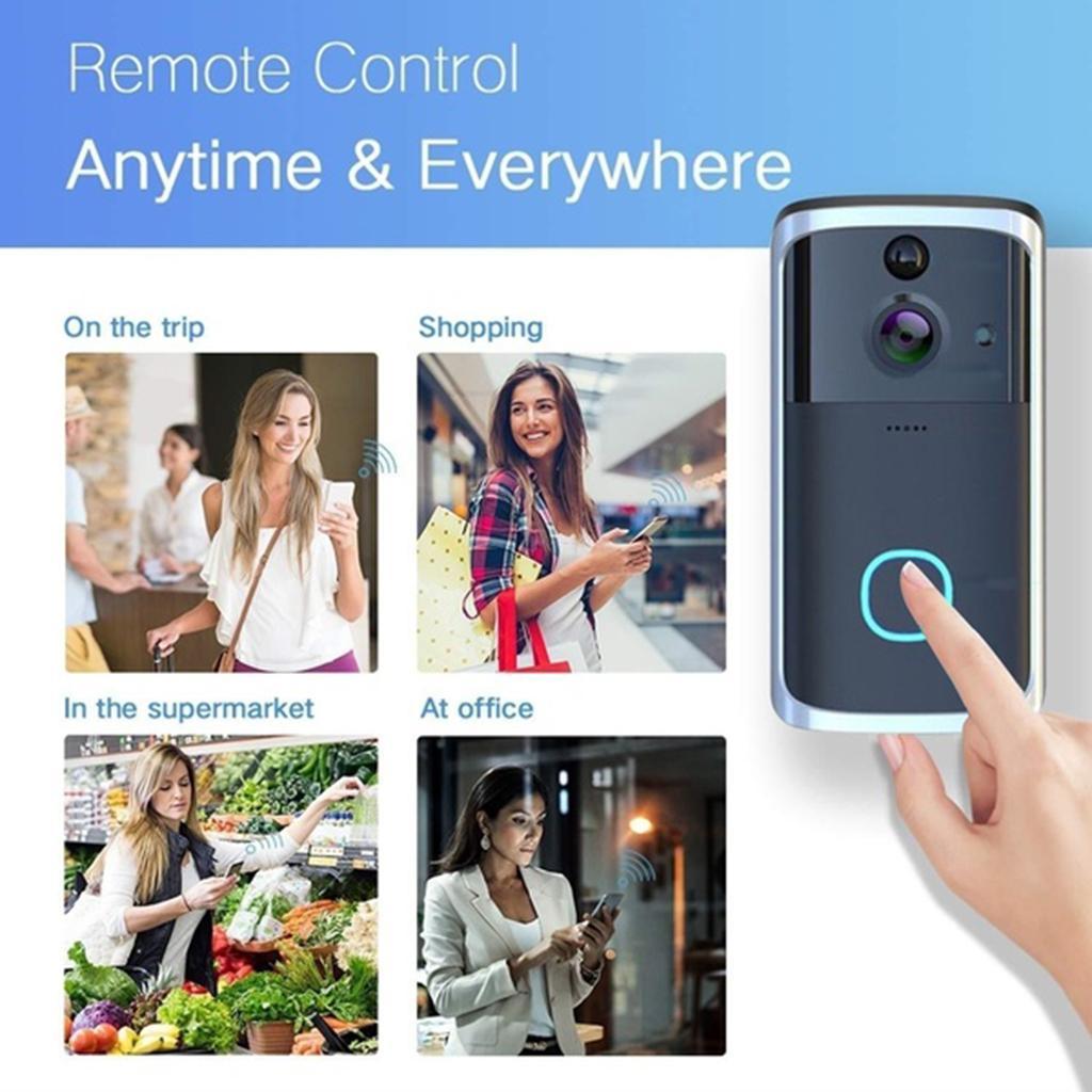 Silver Wifi Video Doorbell Wire-Free Camera Chime Security  Intercom AU