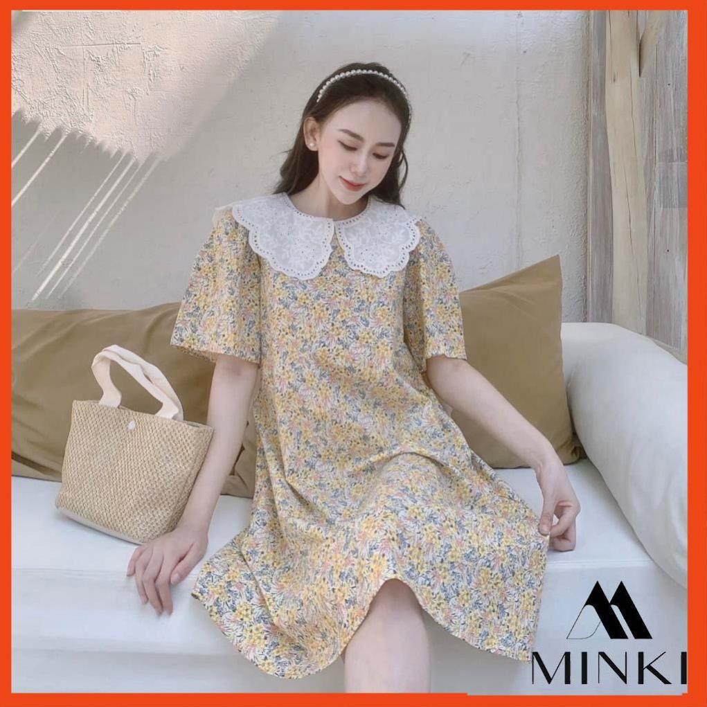 ĐẦM SUÔNG HOA CỔ REN - CHẤT LIỆU THÔ TƠ NHẬP KHẨU - MÀU SẮC HOA HỒNG/VÀNG/XANH _HOT