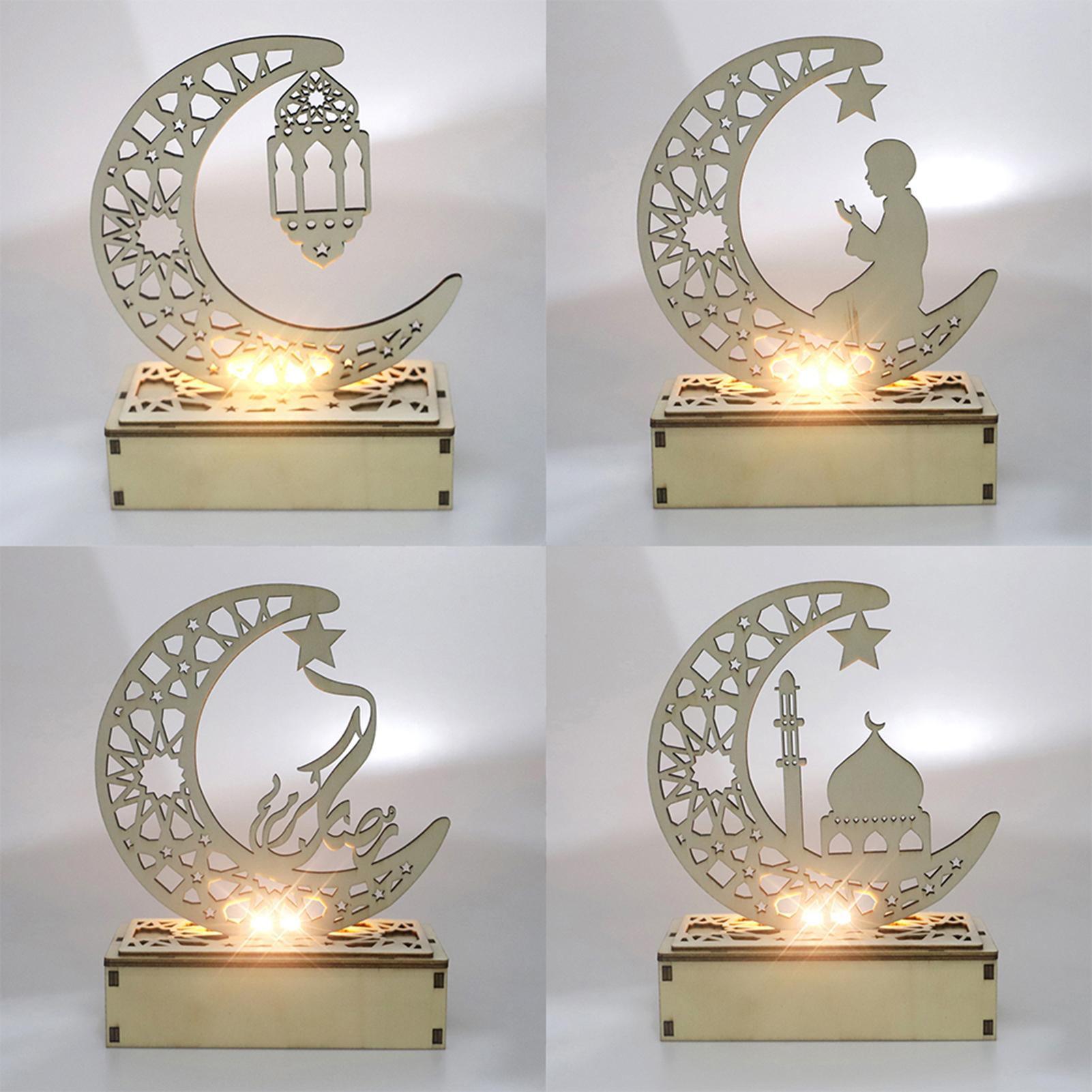 Đèn Ramadan bằng gỗ, hình mặt trăng dùng để trang trí nhà cửa, đèn ngủ, ...