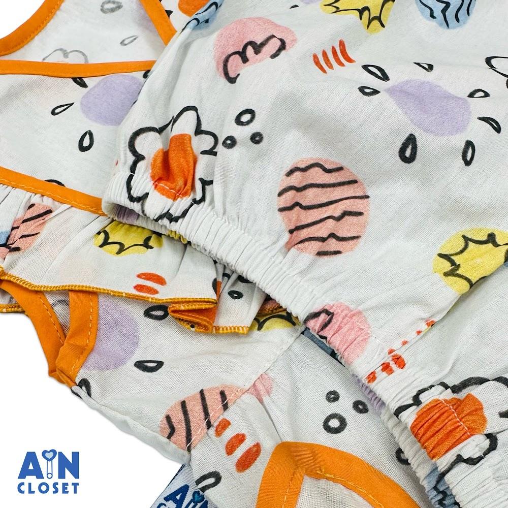 Bộ quần áo Ngắn bé gái hoạ tiết Mặt Trời Cam Cotton - AICDBGHOZAYL - AIN Closet