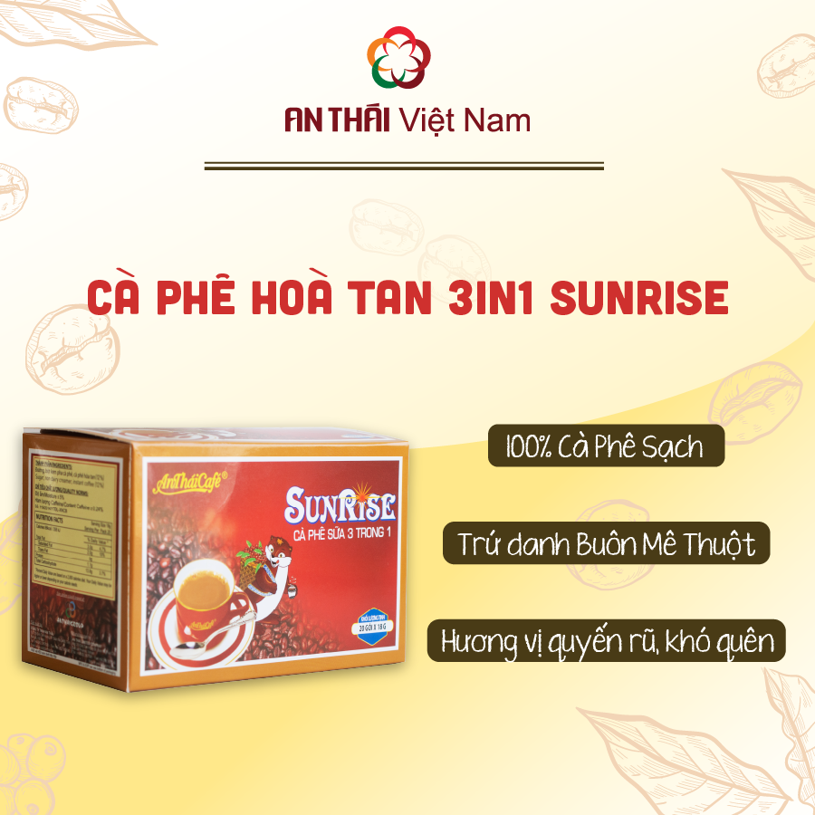 Cà Phê Sữa 3in1 AnTháiCafé Sunrise (Hộp 20 gói x 18g)