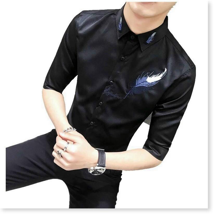 Áo sơ mi vải lụa 3D không nhăn HOẠ TIẾT LÔNG VŨ CỰC ĐẸP CHO CÁC CHÀNG KME FASHION