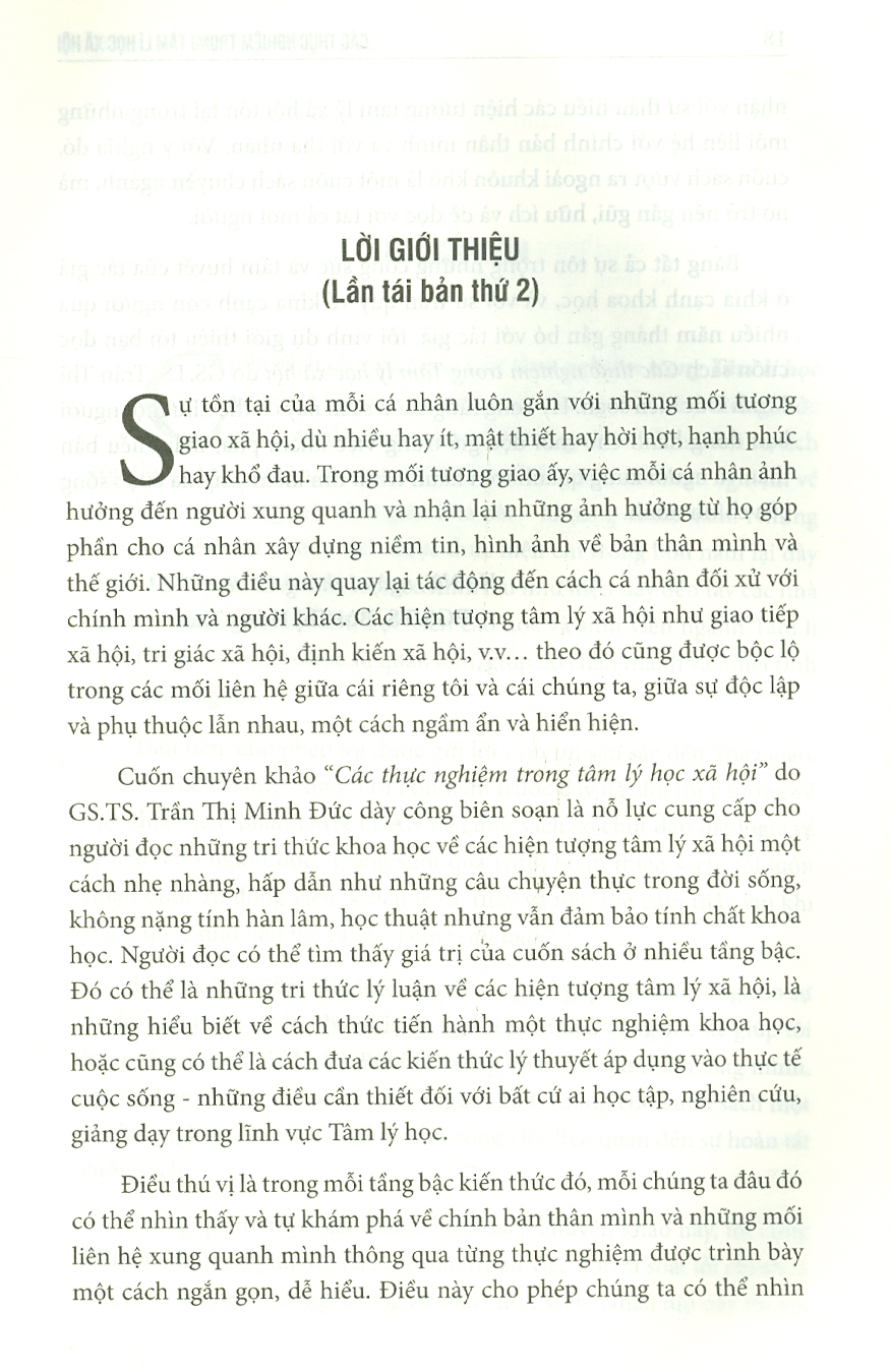 Các Thực Nghiệm Trong Tâm Lý Học Xã Hội - Sách Chuyên Khảo Dành Cho Cao Học Và Sinh Viên Tâm Lý (Tái bản lần thứ hai) - Bìa cứng