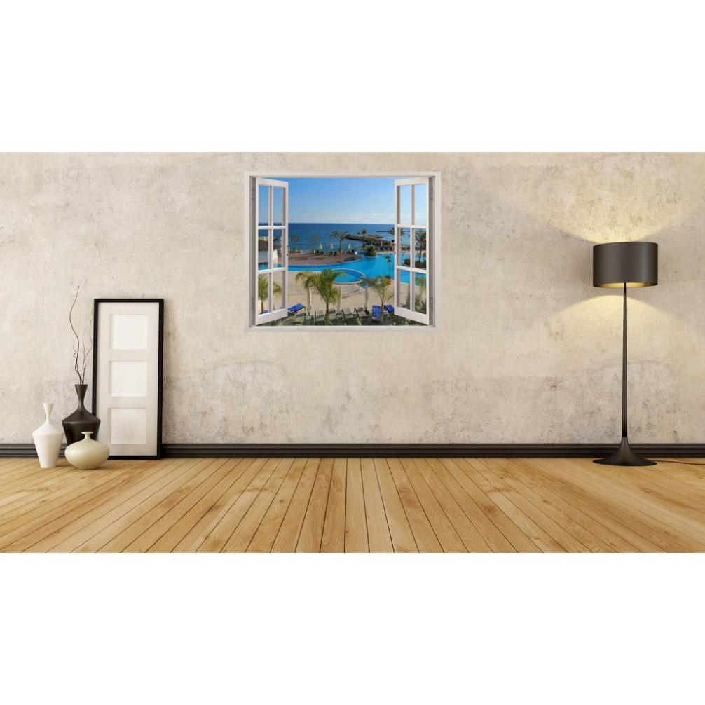 Tranh dán tường cửa sổ 3D cảnh biển đẹp 0062