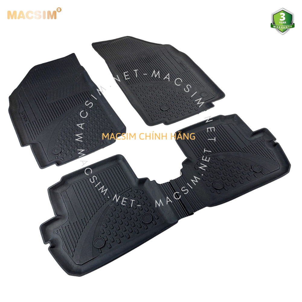Thảm lót sàn ô tô nhựa TPE Silicon chevrolet spark 2009- 2022 Black Nhãn hiệu Macsim