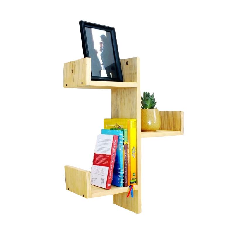 Kệ gỗ thông trang trí treo tường hình cây gỗ thông tự nhiên kích thước 60x40x15 cm để đồ lưu niệm cây cảnh giá sách