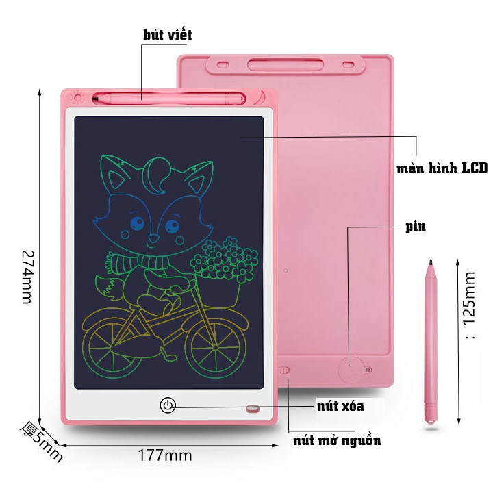 Bảng Viết tự xóa LCD, Bảng Vẽ Điện Tử Thông Minh Tự Động Xóa Thúc Đẩy Tư Duy Sáng Tạo Cho Bé Loại 8.5 Inch Giao Màu Ngẫu Nhiên