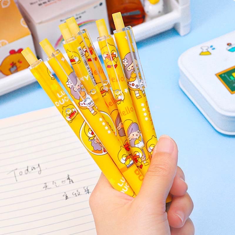 Bút gel đen ngòi 0.5mm dạng ấn dễ thương,màu vàng rực rỡ dành cho nữ sinh/văn phòng