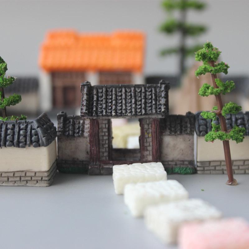 Tiểu cảnh mini ️ Mô hình tường nhà, cửa nhà theo phong cách nhà cổ trang trí tiểu cảnh sân vườn, sen đá, terrarium