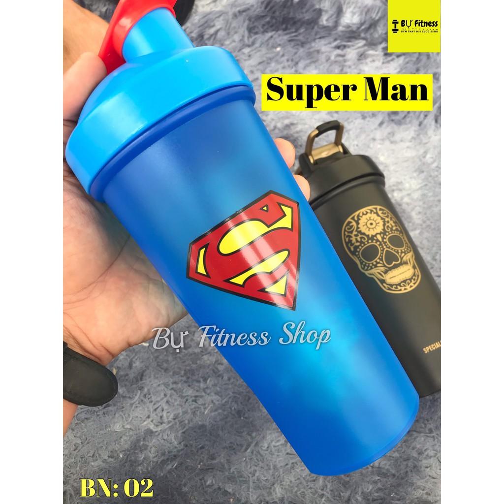 Bình lắc thể thao, bình nước shaker siêu anh hùng dung tích 750ml
