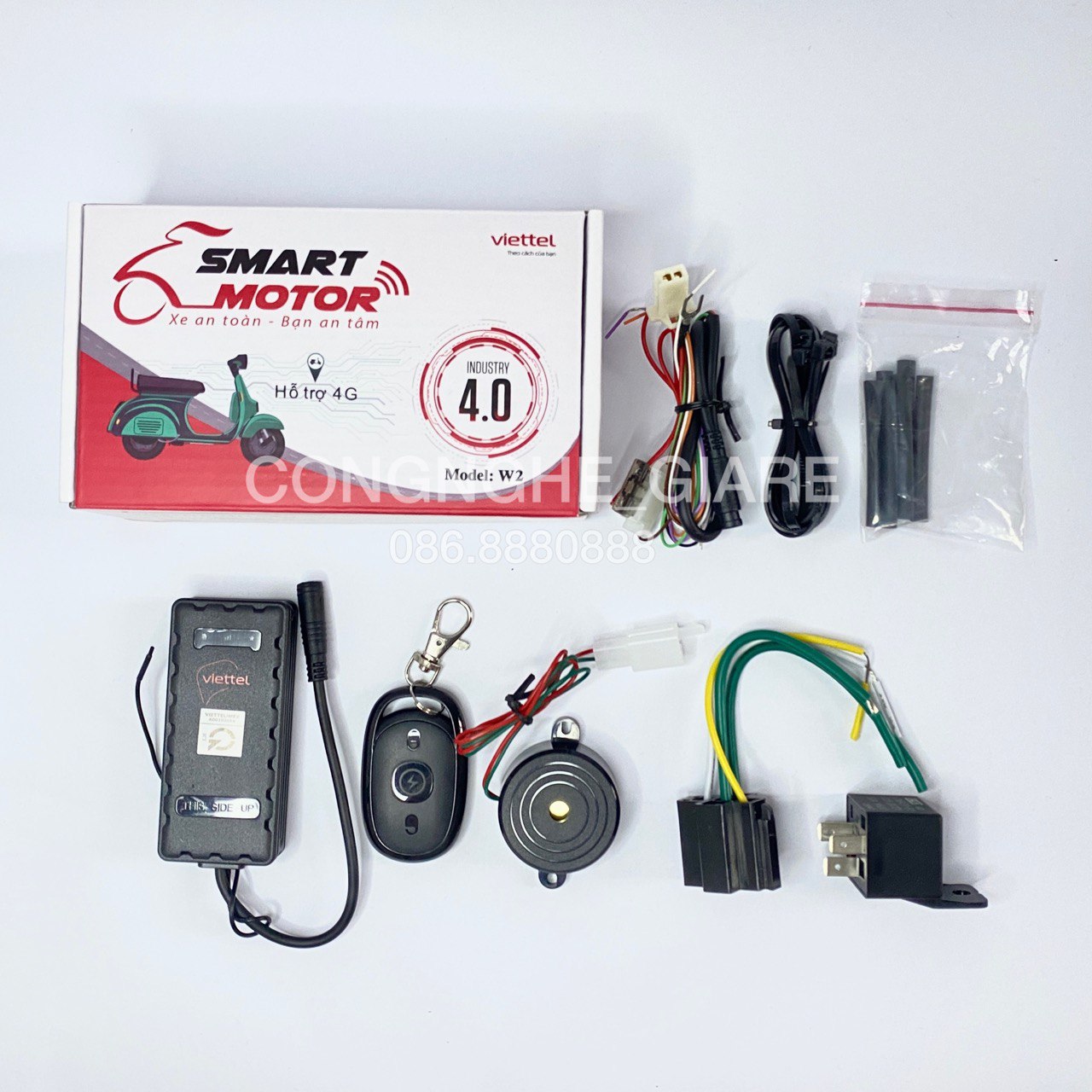 [Có REMORT] Định vị, chống trộm Xe máy, Ô TÔ - Smart Motor W2 Viettel (Chip 4G SX 2022)