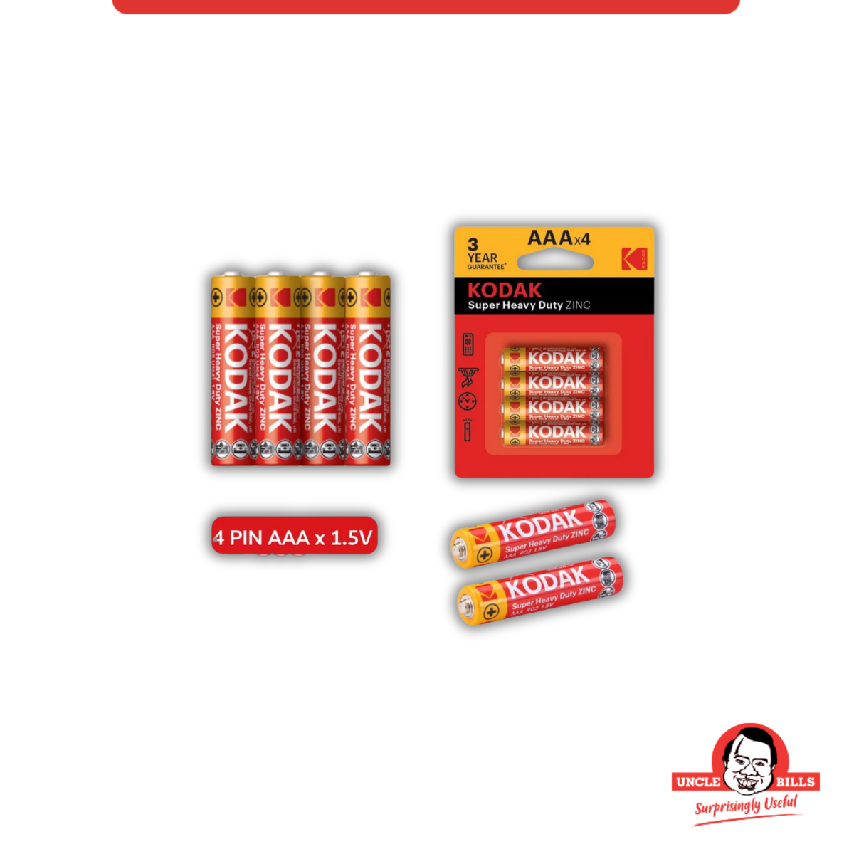 Bộ 4 Pin tiểu Kodak Alkaline AAA điện thế 1.5V Uncle Bills IB0120
