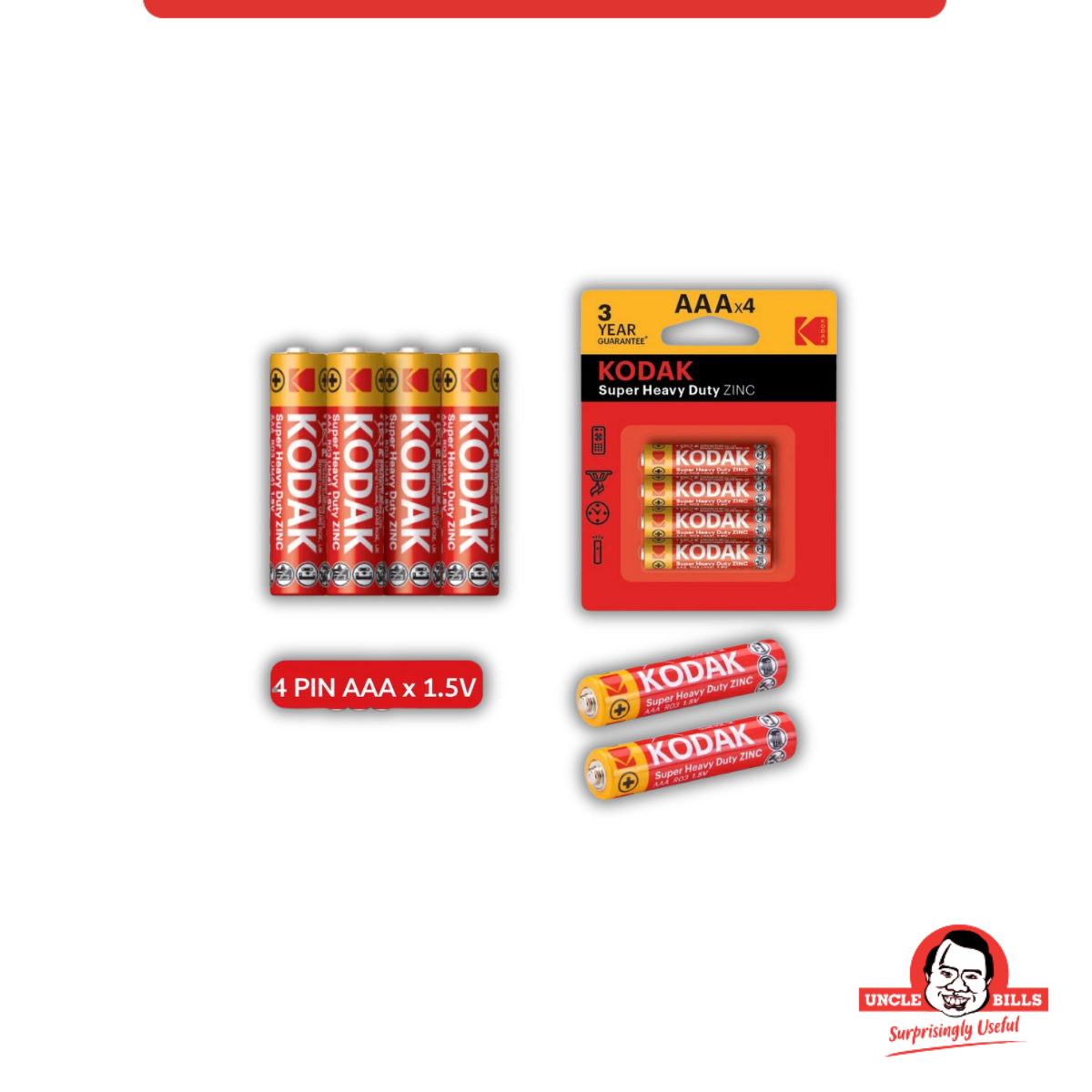 Bộ 4 Pin tiểu Kodak Alkaline AAA điện thế 1.5V Uncle Bills IB0120 