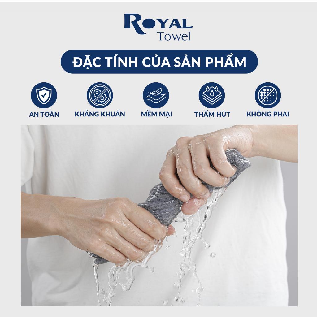 Combo 4 khăn tắm gội mặt cao cấp Royal 100% cotton siêu thấm hút, không đổ lông, không phai màu