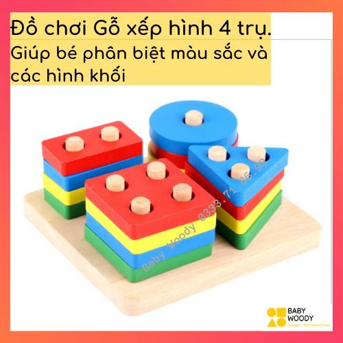 Đồ Chơi Xếp hình khối Gỗ cơ bản cho bé