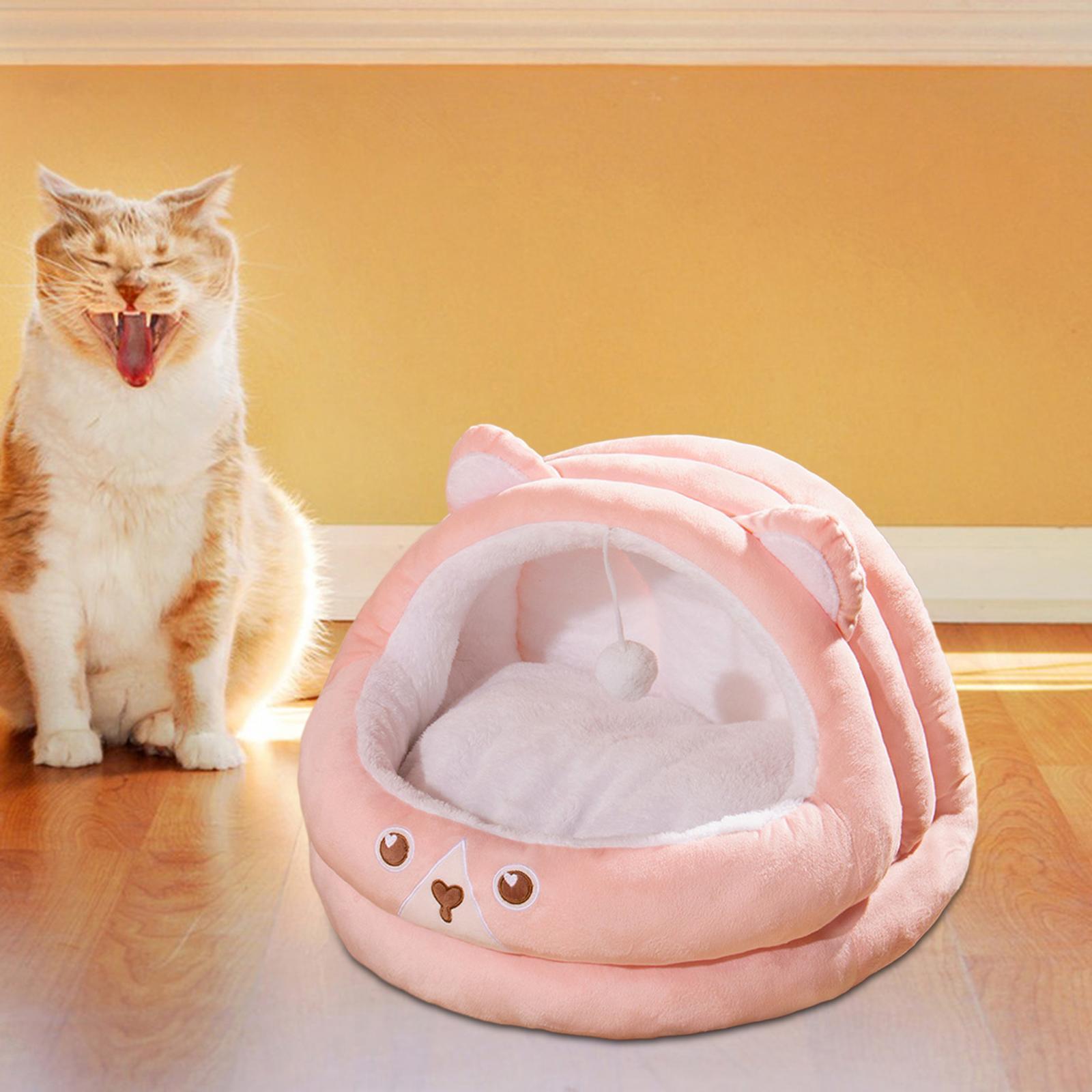 Bear Shaped Cat Bed Cave Indoor Indoor Cats Cozy Sleeping Calming Furniture Kennel Cat Bed Semi Enclosed Pet Cat Nest for Puppy Cats