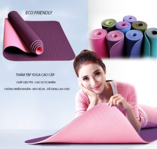 Thảm Tập Yoga Chất Liệu TPE 2 Lớp PaKaSa Dày 6 mm - Thảm Tập Gym , YoGa Chuyên Nghiệp - Hàng Cao Cấp - Chính Hãng