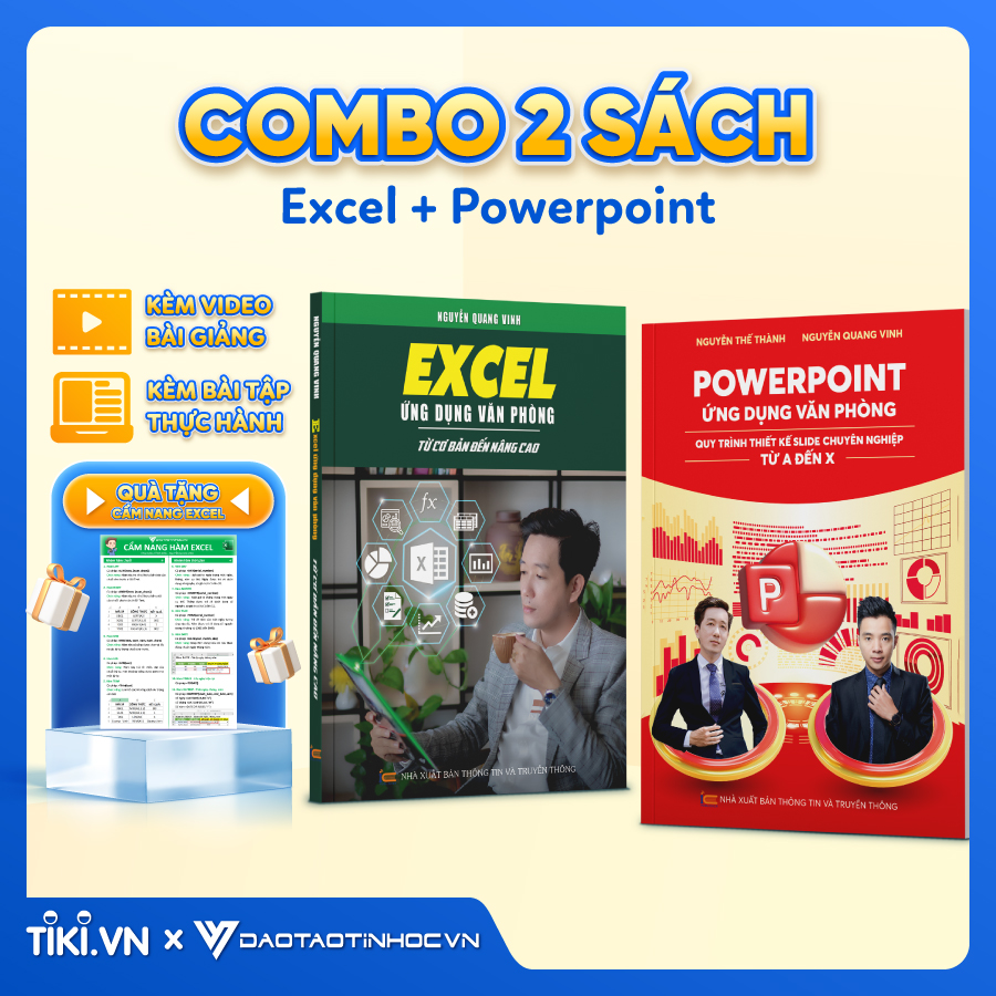 Combo 2 Sách Excel - Power Point ĐÀO TẠO TIN HỌC Chuyên Ứng Dụng Văn Phòng Tặng Kèm Video Khóa Học