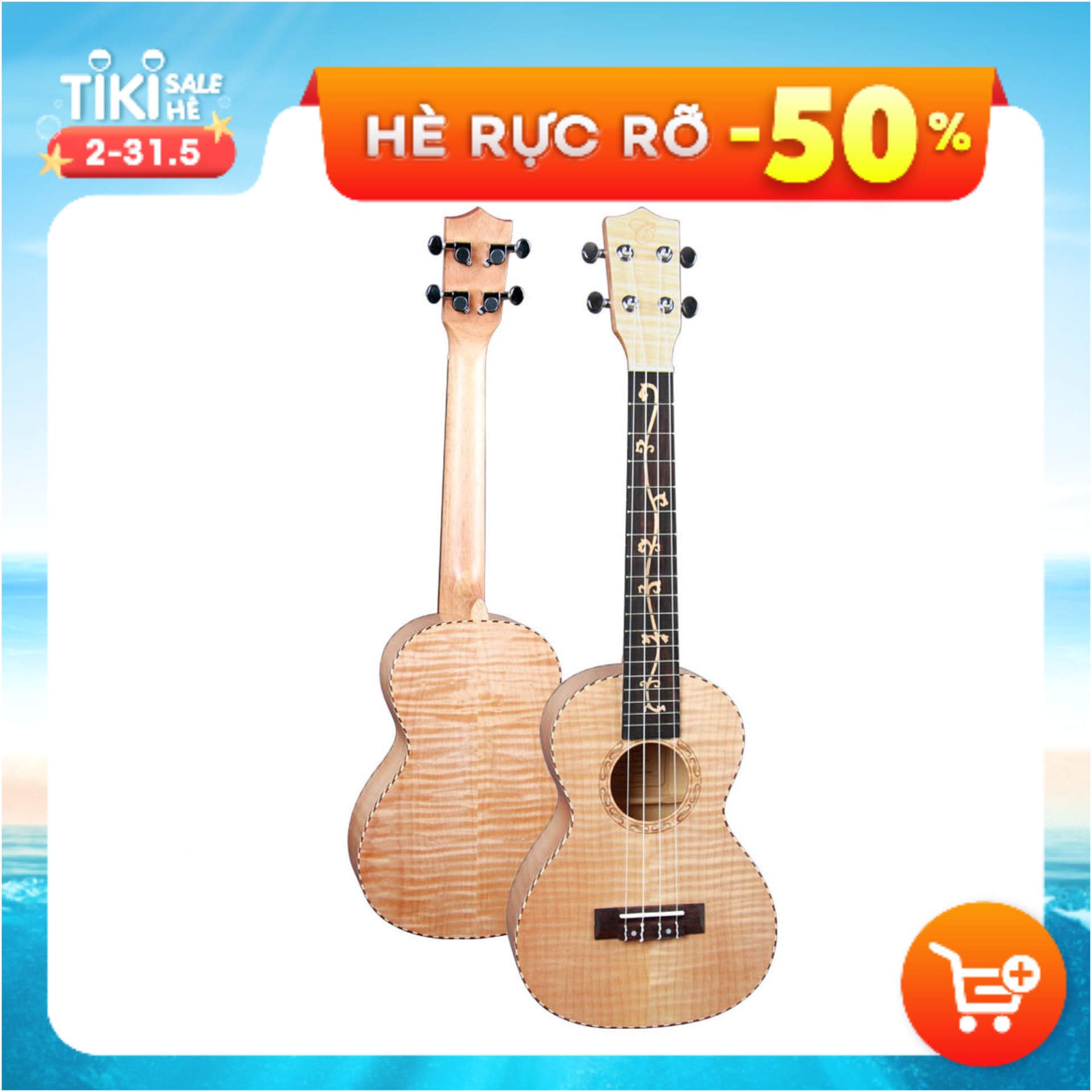 Đàn Ukulele Concert Chard U-24H, Mặt Đàn Gỗ Cây Thích, Họa Tiết Tỉ Mỉ - Hàng Chính Hãng