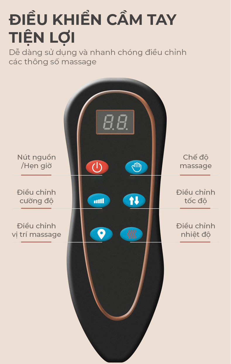 Đệm Massage Toàn Thân VP-N20D - Máy Massage Chất Liệu Da Cao Cấp, Công Nghệ Massage Hiện Đại 10 Điểm Rung Kết hợp Nhiệt Hồng Ngoại Và Bi Massage Cổ VaI, Gáy