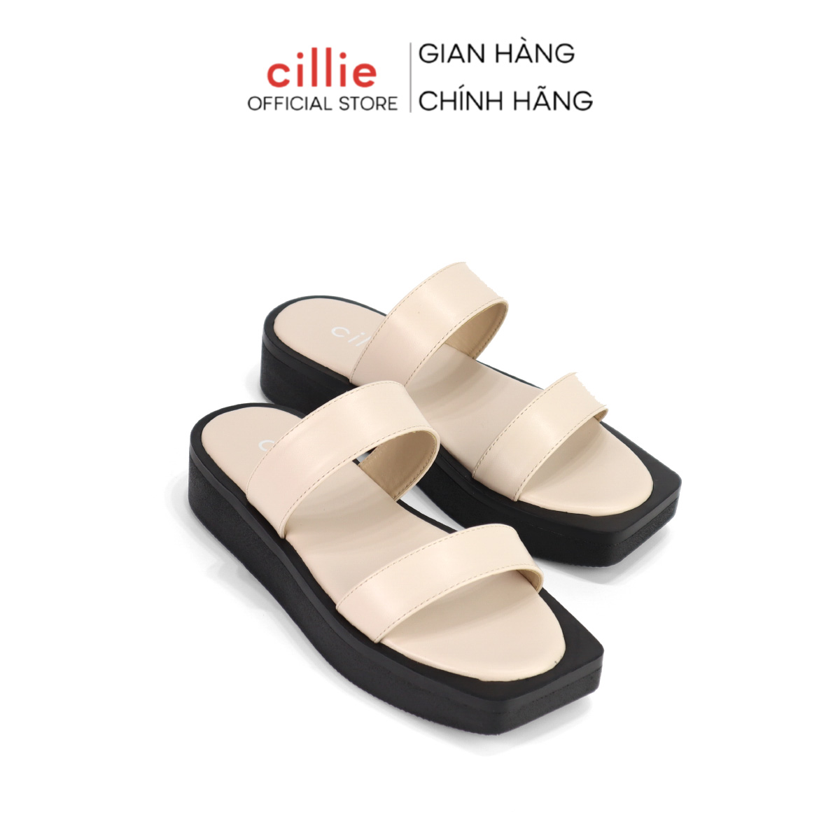 Dép nữ quai ngang đế bánh mì mùa hè trendy êm mềm cao 3cm đi chơi dạo phố Cillie 1113